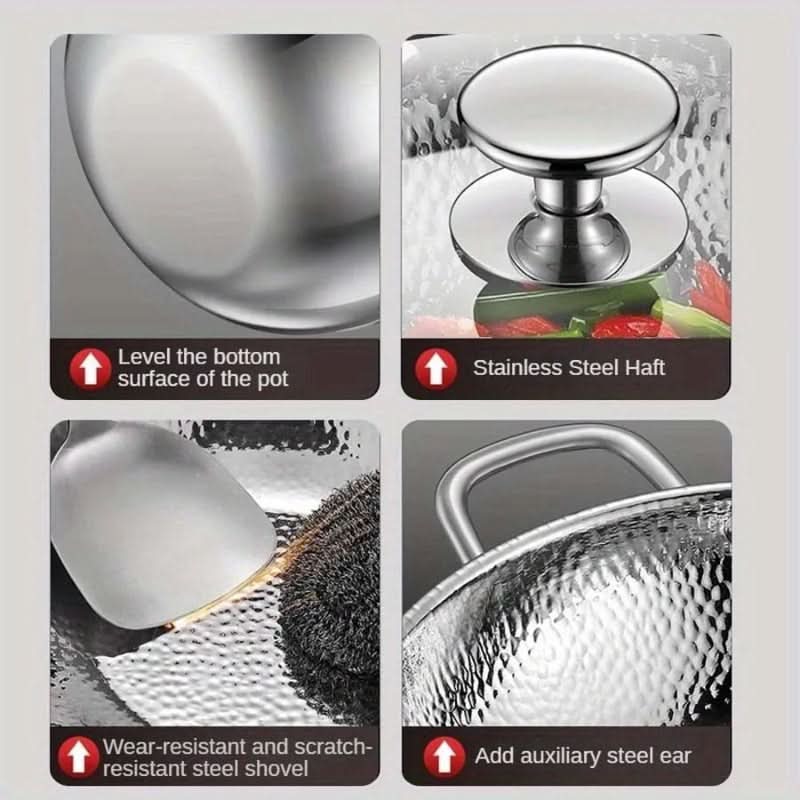 Wok Stainless Steel Curved Bottom Induction Compatible