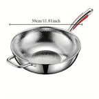 Wok Stainless Steel Curved Bottom Induction Compatible