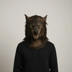 Wolf Mask Full-Face Realistic Fur Texture & Fangs