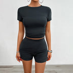 Women's 2-Piece Sports Set Breathable Viscose Elastic Shorts