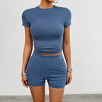 Women's 2-Piece Sports Set Breathable Viscose Elastic Shorts