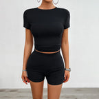 Women's 2-Piece Sports Set Breathable Viscose Elastic Shorts