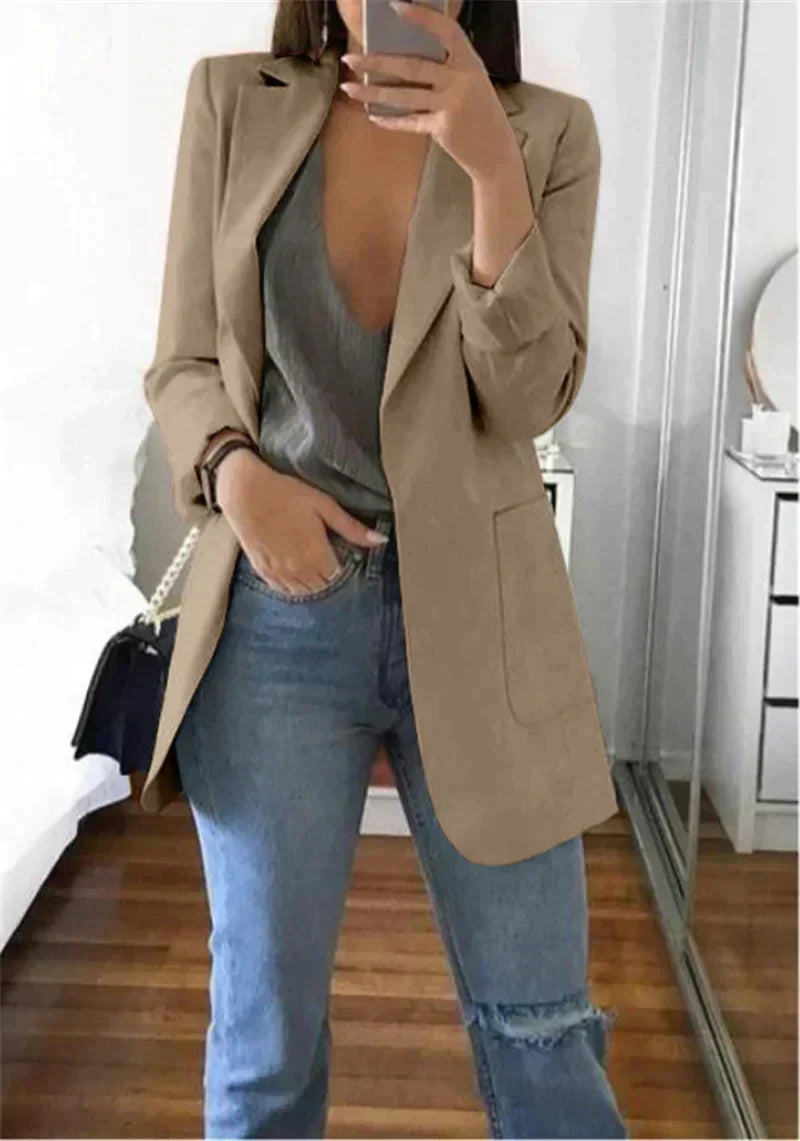 Women's Blazer Wrap Collar Versatile Work & Casual