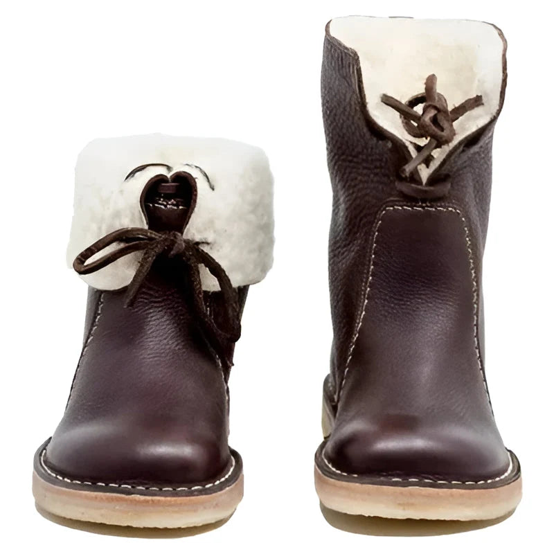 Women's Boots Full-Grain Leather Wool-Lined Non-Slip Rubber Sole
