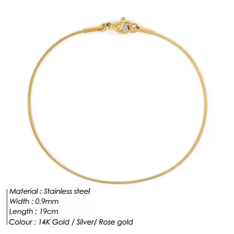 Women's Bracelet Minimalist Stainless Steel Adjustable Snake Clasp