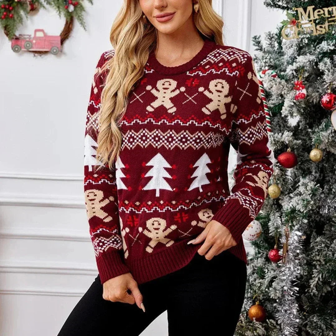 Women's Christmas Sweater Festive Knit Polyester-Acrylic Blend