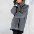 Women's Coat Tailored A-Line Wool-Blend Removable Belt