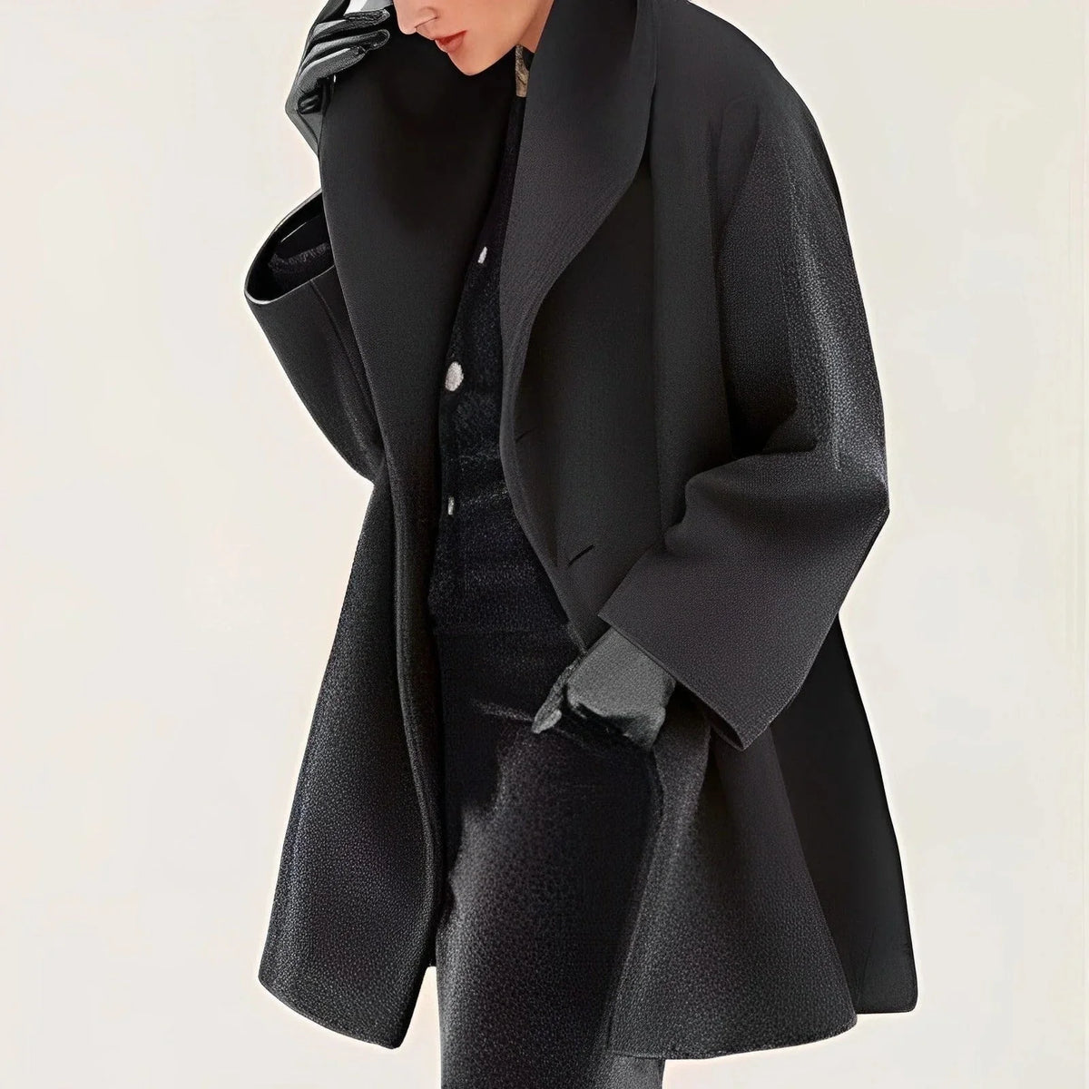 Women's Coat Tailored A-Line Wool-Blend Removable Belt