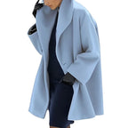 Women's Coat Tailored A-Line Wool-Blend Removable Belt