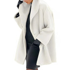 Women's Coat Tailored A-Line Wool-Blend Removable Belt