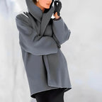 Women's Coat Tailored A-Line Wool-Blend Removable Belt