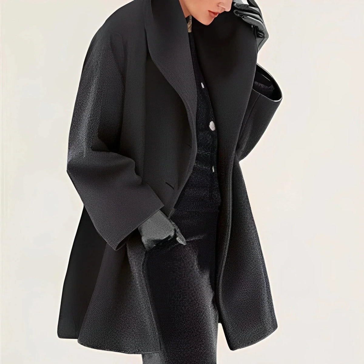 Women's Coat Tailored A-Line Wool-Blend Removable Belt