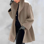 Women's Coat Tailored A-Line Wool-Blend Removable Belt
