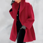 Women's Coat Tailored A-Line Wool-Blend Removable Belt