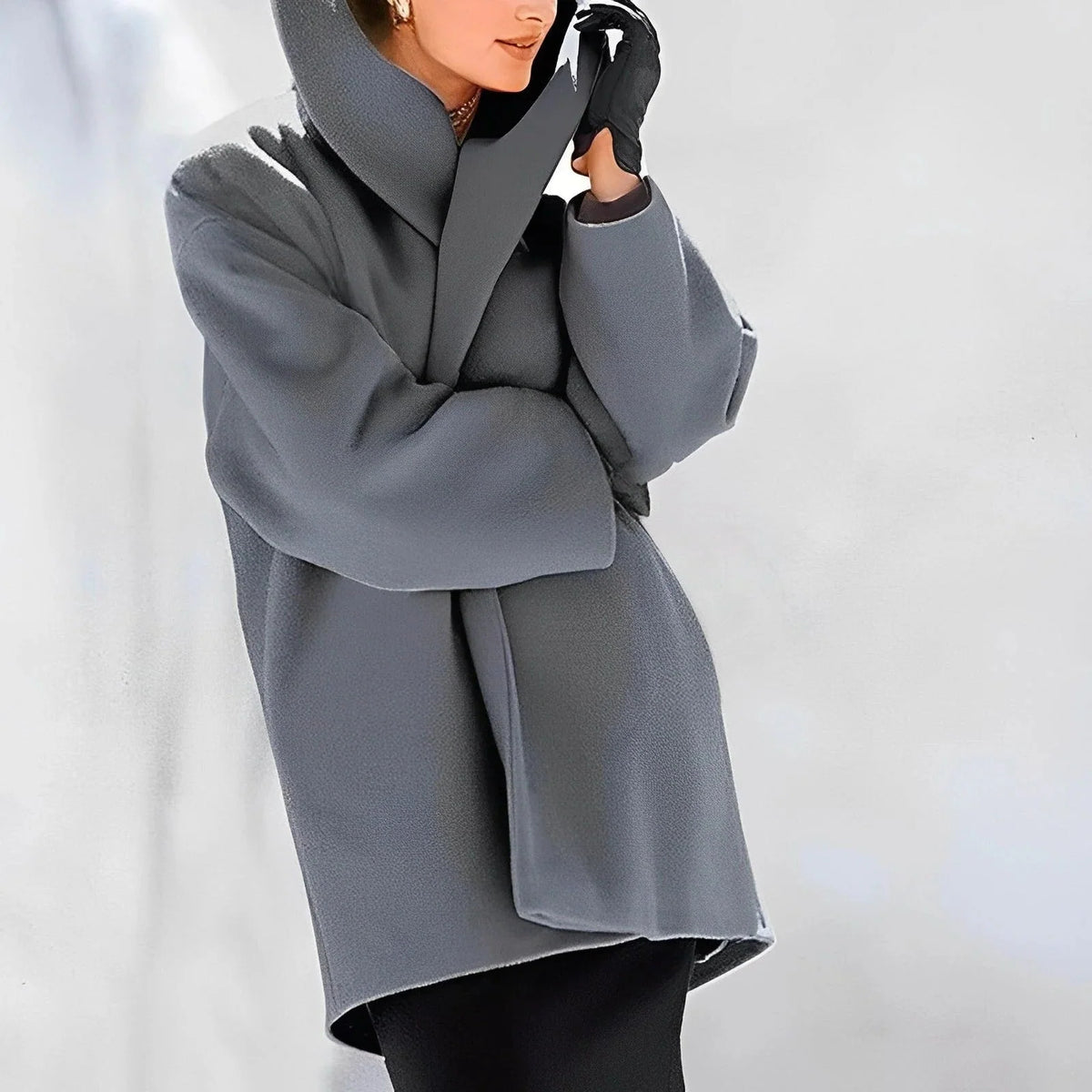 Women's Coat Wool-Blend A-Line Removable Belt