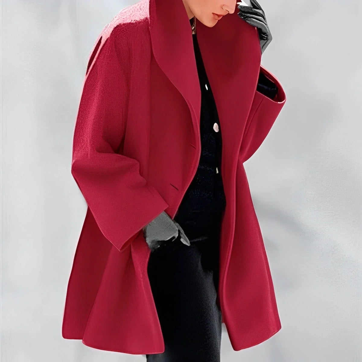 Women's Coat Wool-Blend A-Line Removable Belt