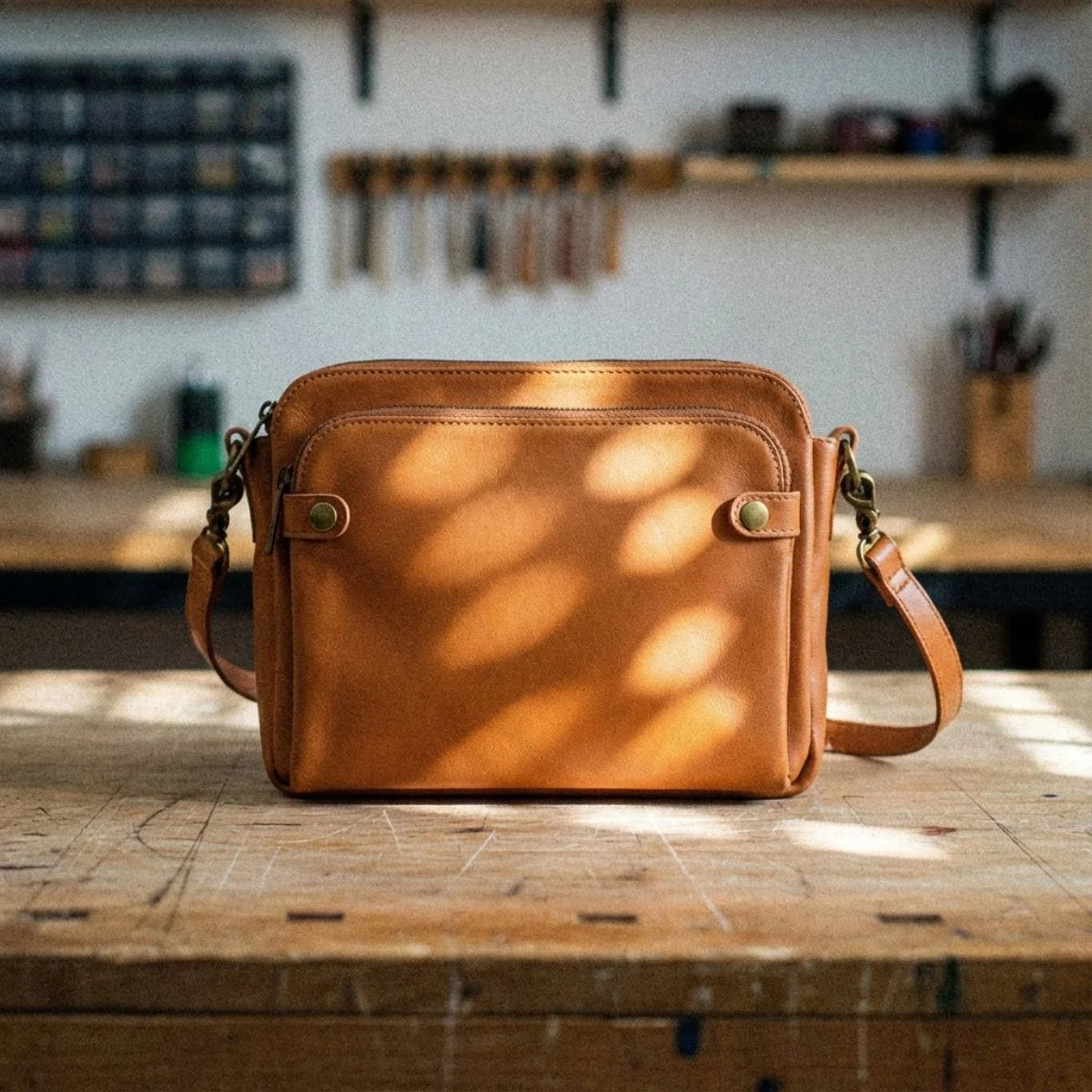 Women's Crossbody Bag Full-Grain Leather 9 Card Wallet