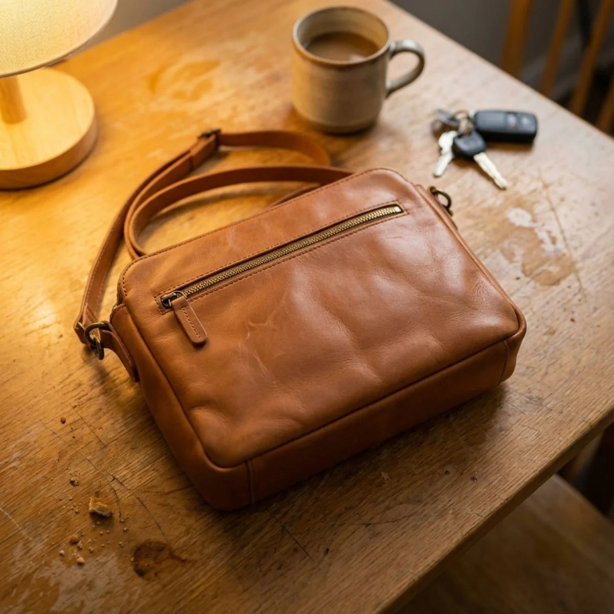 Women's Crossbody Bag Full-Grain Leather 9 Card Wallet