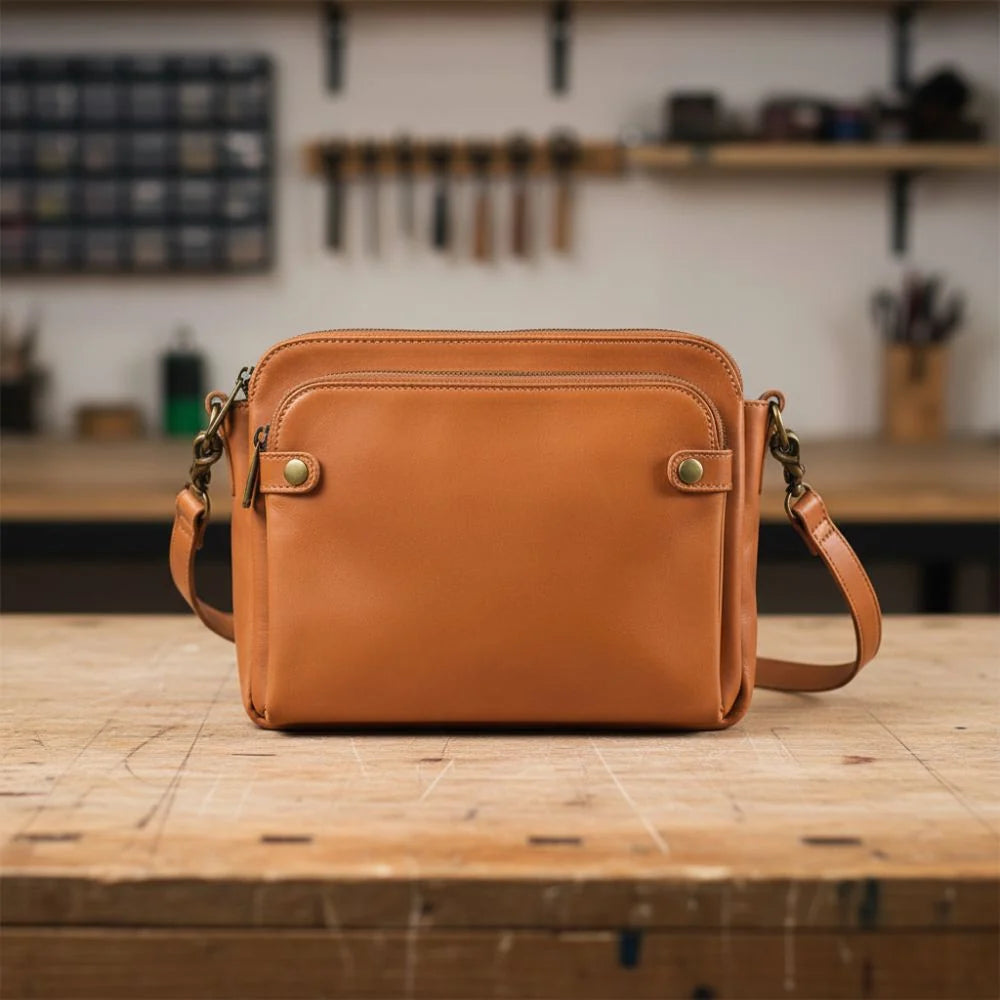 Women's Crossbody Bag Full-Grain Leather 9 Card Wallet