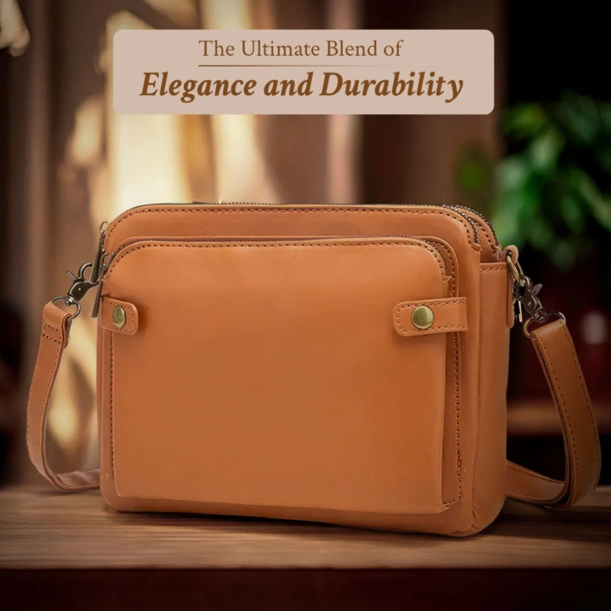 Women's Crossbody Bag Full-Grain Leather 9 Card Wallet