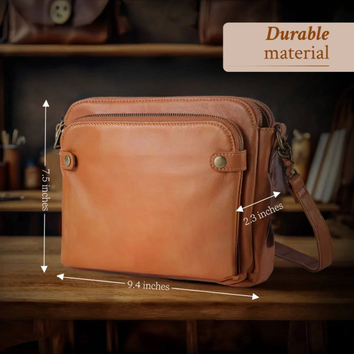 Women's Crossbody Bag Full-Grain Leather 9 Card Wallet