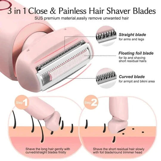 Women's Electric Shaver Dual-Head Wet & Dry USB Rechargeable
