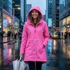 Women's Extended Raincoat Waterproof Ventilated Customizable Hood