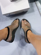Women's Flats Breathable Mesh Gemstone Accents