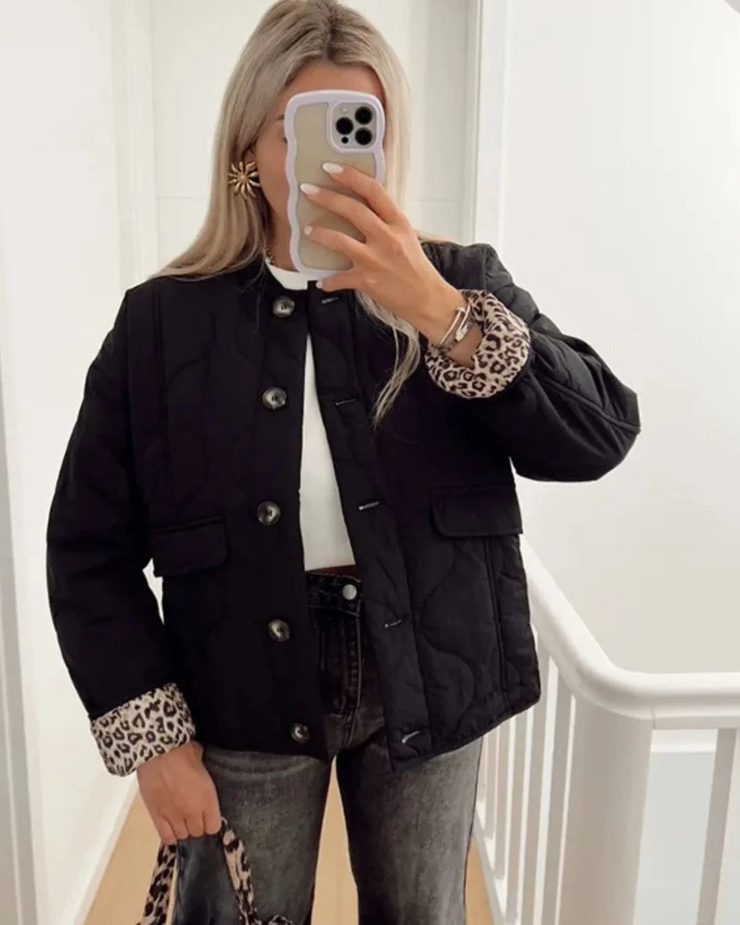 Women's Jacket Fitted Cut Leopard Lining Machine Washable