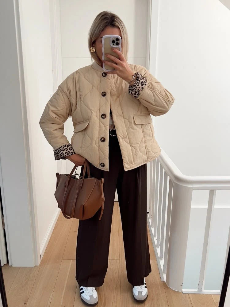 Women's Jacket Fitted Cut Leopard Lining Machine Washable