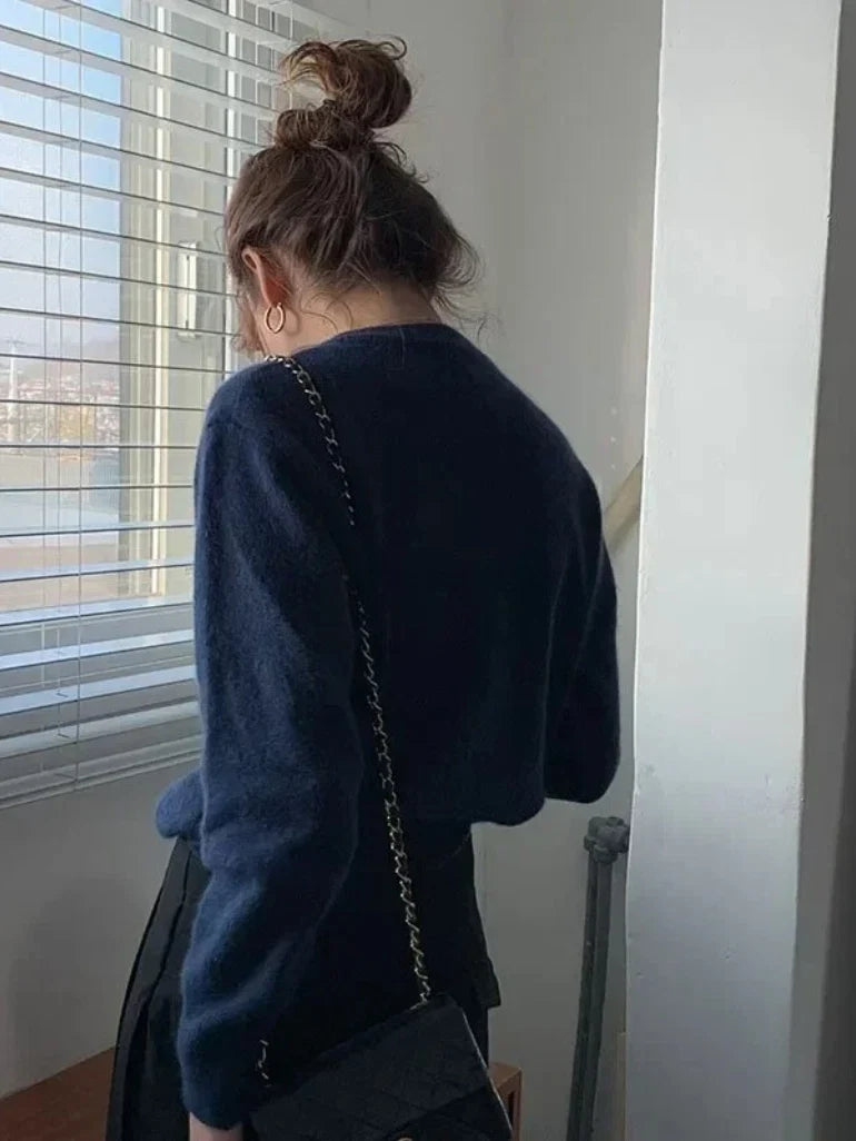 Women's Knit Cardigan O-Neck Flattering Fit