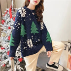 Women's Knit Sweater Festive Snowflake Polyester Cotton Blend