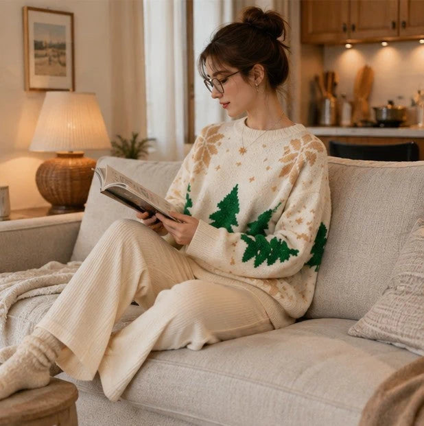 Women's Knit Sweater Festive Snowflake Polyester Cotton Blend
