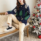 Women's Knit Sweater Festive Snowflake Polyester Cotton Blend