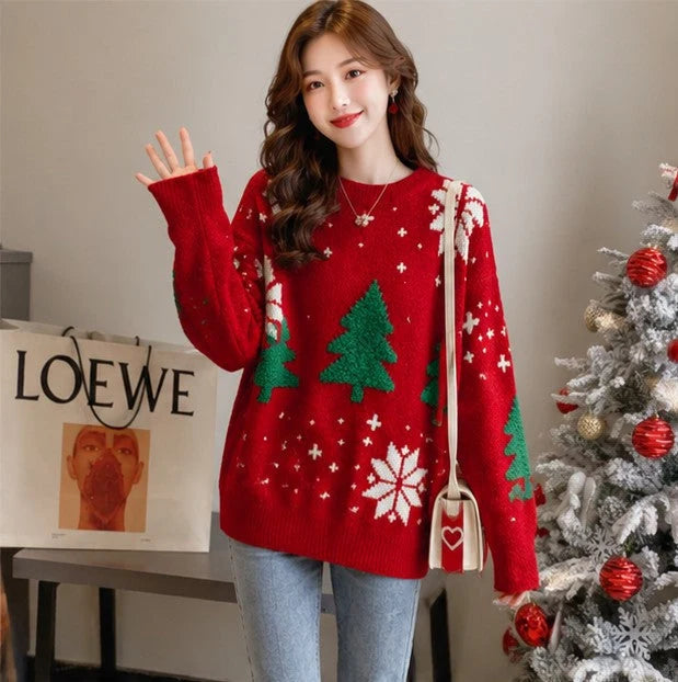 Women's Knit Sweater Festive Snowflake Polyester Cotton Blend
