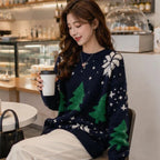 Women's Knit Sweater Festive Snowflake Polyester Cotton Blend