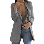 Women's Long Blazer Tailored Longline Open Front