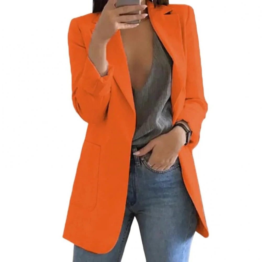 Women's Long Blazer Tailored Longline Open Front
