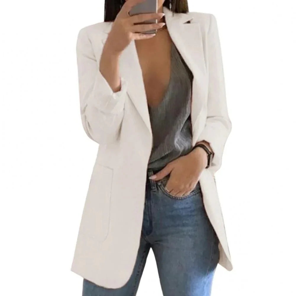 Women's Long Blazer Tailored Longline Open Front