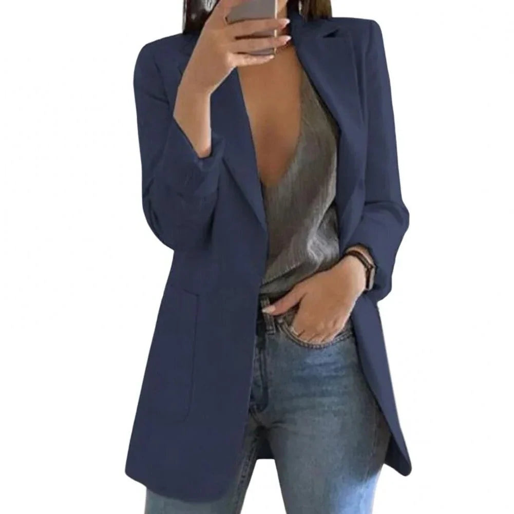 Women's Long Blazer Tailored Longline Open Front