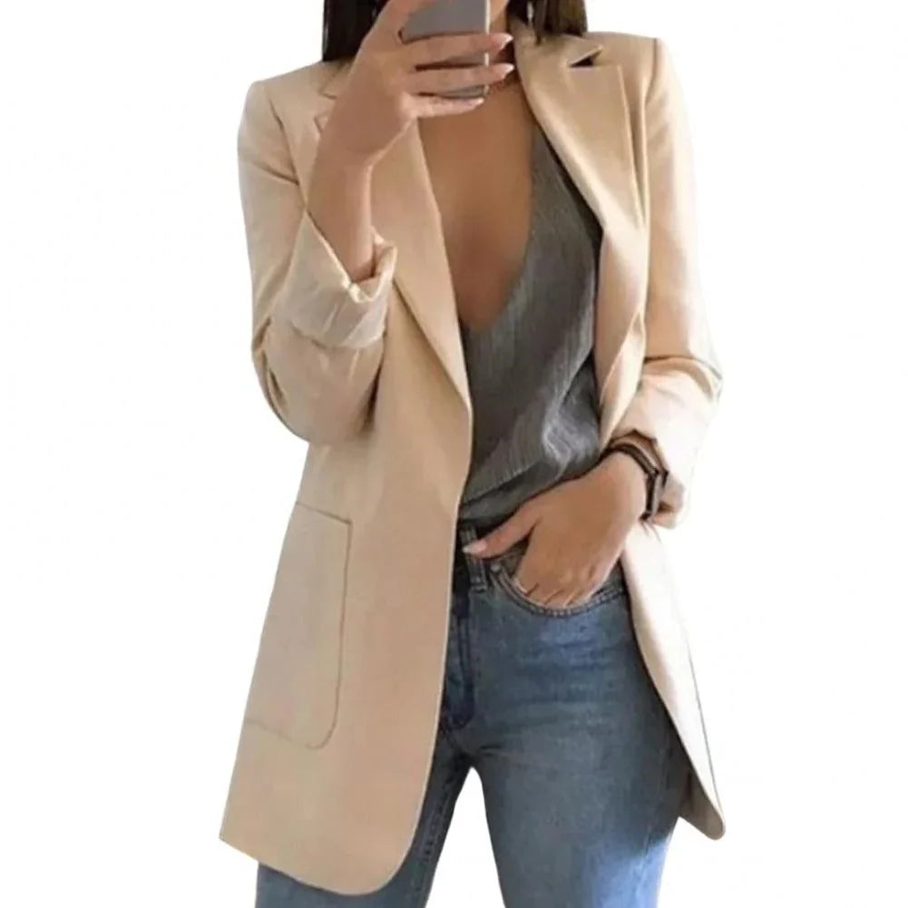 Women's Long Blazer Tailored Longline Open Front