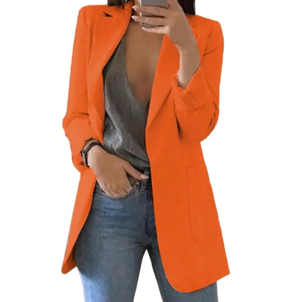 Women's Long Blazer Tailored Longline Open Front