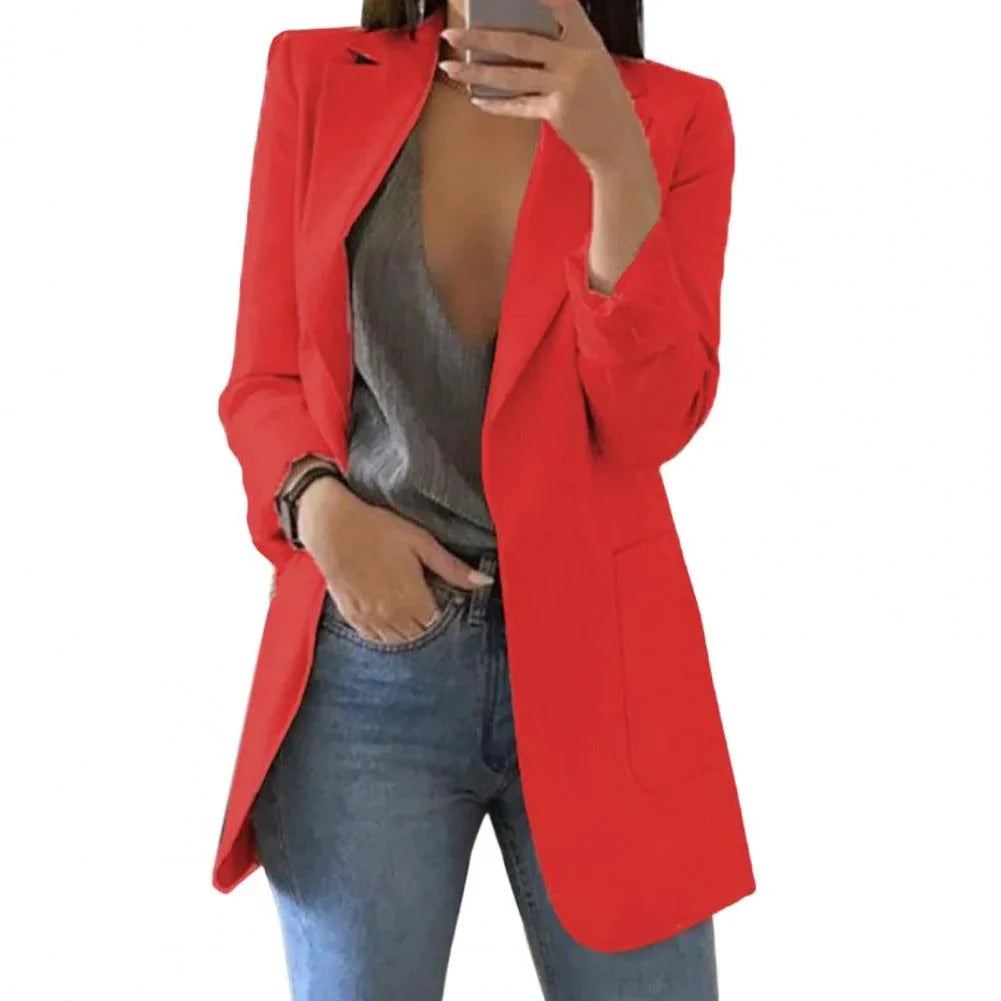 Women's Long Blazer Tailored Longline Open Front