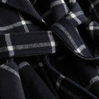 Women's Long Coat Plaid Lapel Collar & Button Front
