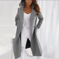 Women's Long Coat Turned-Down Collar Single-Breasted Casual & Formal