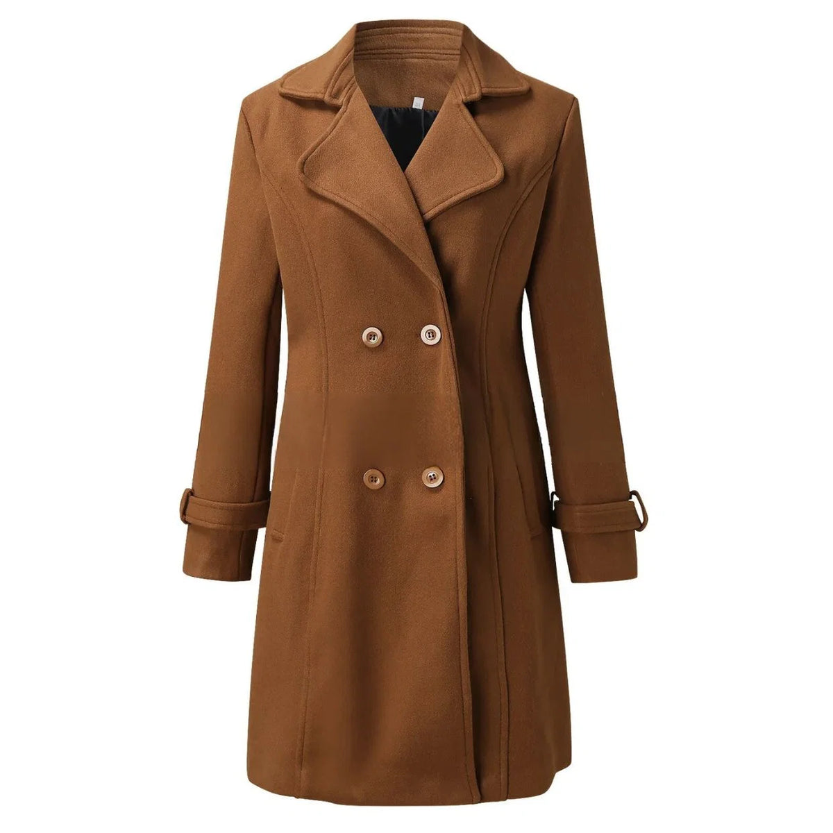 Women's Long Coat Turned-Down Collar Single-Breasted Casual & Formal