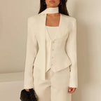 Women's Long-Sleeve Blazer Tailored Fit & Attached Scarf