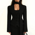 Women's Long-Sleeve Blazer Tailored Fit & Attached Scarf