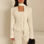 Women's Long-Sleeve Blazer Tailored Fit & Attached Scarf