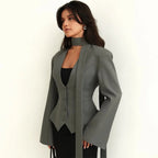 Women's Long-Sleeve Blazer Tailored Fit & Attached Scarf